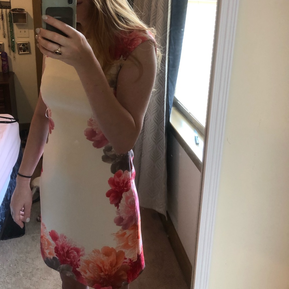 Calvin Klein white floral graduation dress